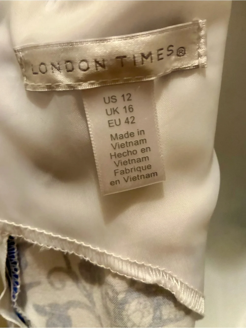London Times White Midi Dress with Royal Blue Floral Print - Picture 6 of 6